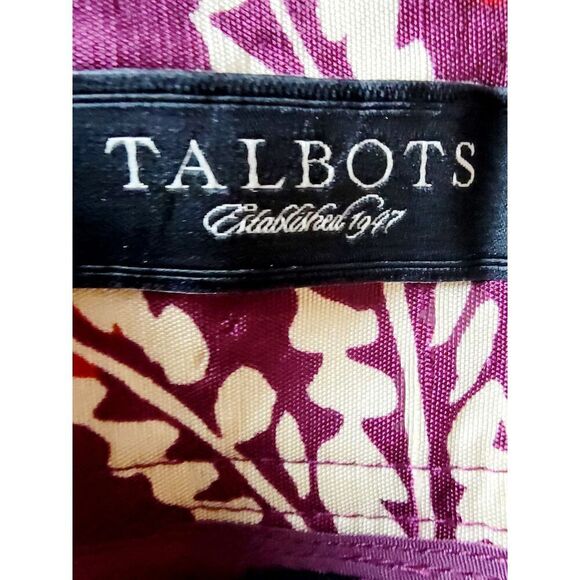 Talbots 18‎ Silk Wrap Skirt Plus Paisley Print Tie Waist Burgundy Button Hook - Picture 6 of 6